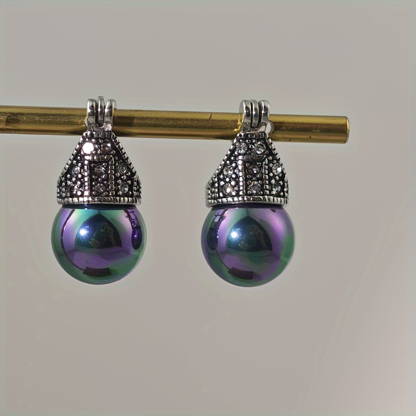 Boho-chic Vintage Rhinestone & Pearl Drop Earrings - Stainless Steel, Perfect For Casual Attire