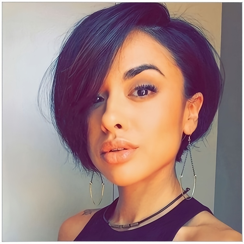 TEMU Hair Short Black Wig Bob Hair Synthetic Straight Wigs For Women Fashion Wigs Short Bob Hairstyles For Women Christmas Party, Music Festival