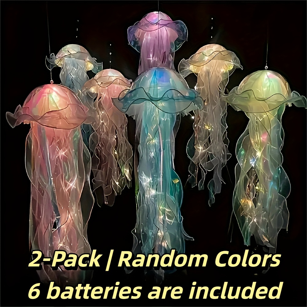 TEMU 2pcs Jellyfish Led String Lights For Halloween & Christmas, Outdoor Garden & Indoor Hanging Fairy Lights, Party Decor For Weddings, Birthdays,