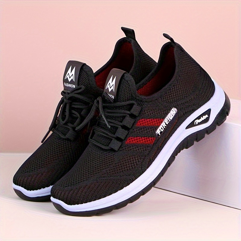 

New Women's Casual Sports Outdoor Running Walking Daily Commuting Lace- Pattern Double Layer Sole Easy To Put On And Mesh Shoes