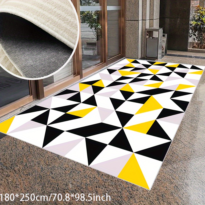 

Living Room Bedroom Area Rug Modern Minimalist Black, White, Pink And Yellow Irregular Triangular Patchwork Pattern, Non-slip Soft Washable; Farmhouse, Hotel, Home, Outdoor Carpet