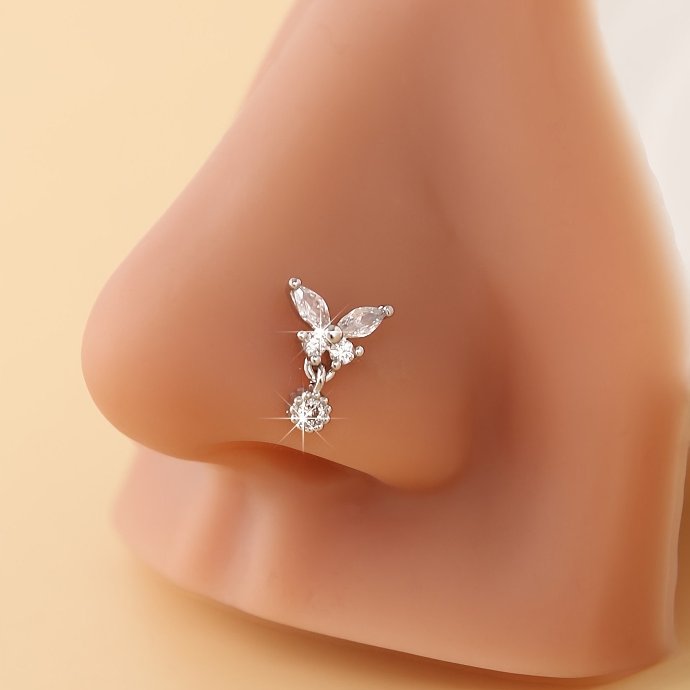 TEMU 1pc Pendente a Nasello Moda Zirconia Artificiale a Forma di Piercing per il Naso Gioielli per Piercing Corporei Regalo