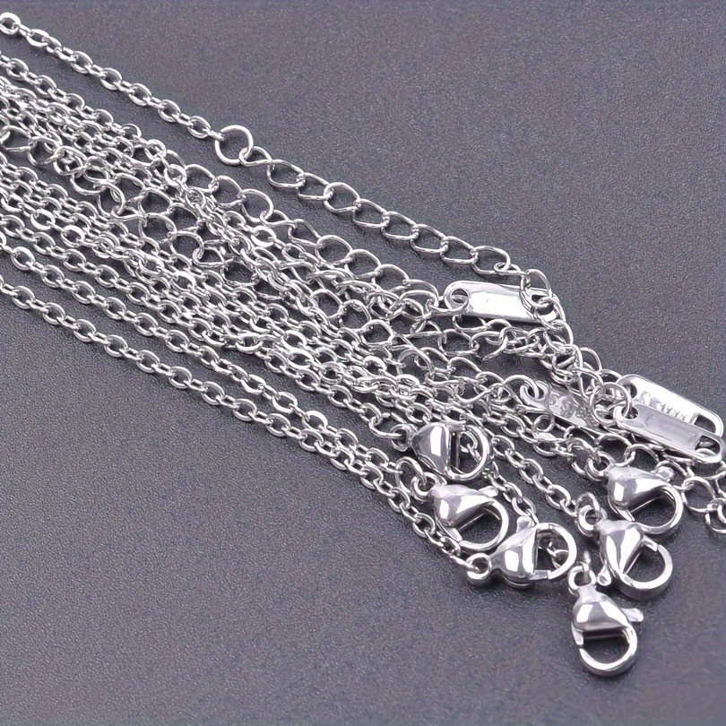 10 European And Cross Chains, 1.6mm Wide, 40+5cm Long, 304 Stainless Steel, Non-fading Necklace, Single Chain, Jewelry Additions, With Our Pendants And Additions Chain