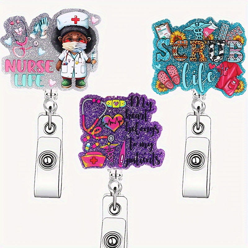 1pc Round Crystal Patch With Easy To Pull Buckle, Nurse Badge, Medical  Skull Badge, Scroll, Anti Loss Keychain