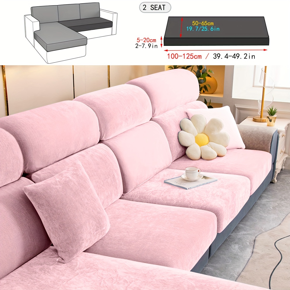 ZAHHYG Housse Clic Clac Chat De Dessin Animé Gris Housse Canape Extensible Avec Accoudoirs Universelle Housse De Canape Antidérapante Housse Protection 2 Places (145cm-185cm