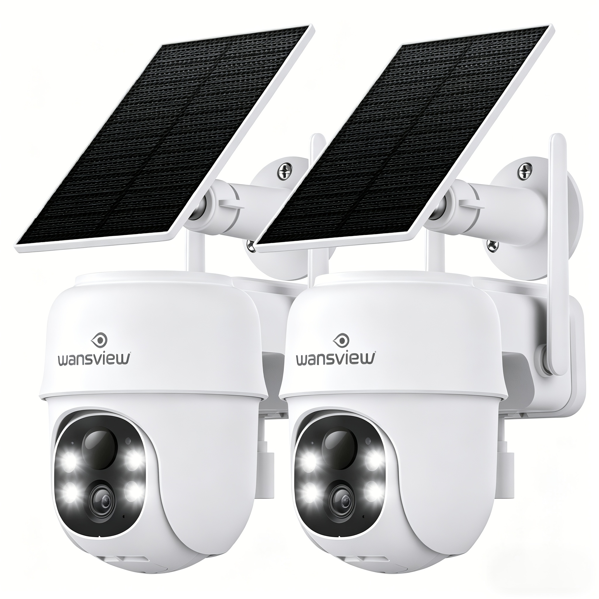 TEMU 2pcs Wansview Solar Security Cameras Wireless Outdoor, 360° Monitoring Camera, Ipx5 Weatherproof, Solar Battery , 2.4g Wifi App Control, Home