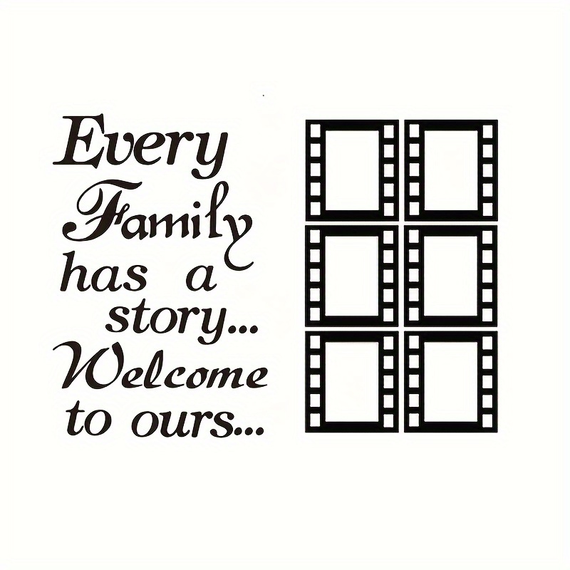 Image of " Family Has A Story" Family Wall Art Stickers, 6pcs Photo Frame Wall Decoration Stickers, Suitable For Living Room Family Stickers