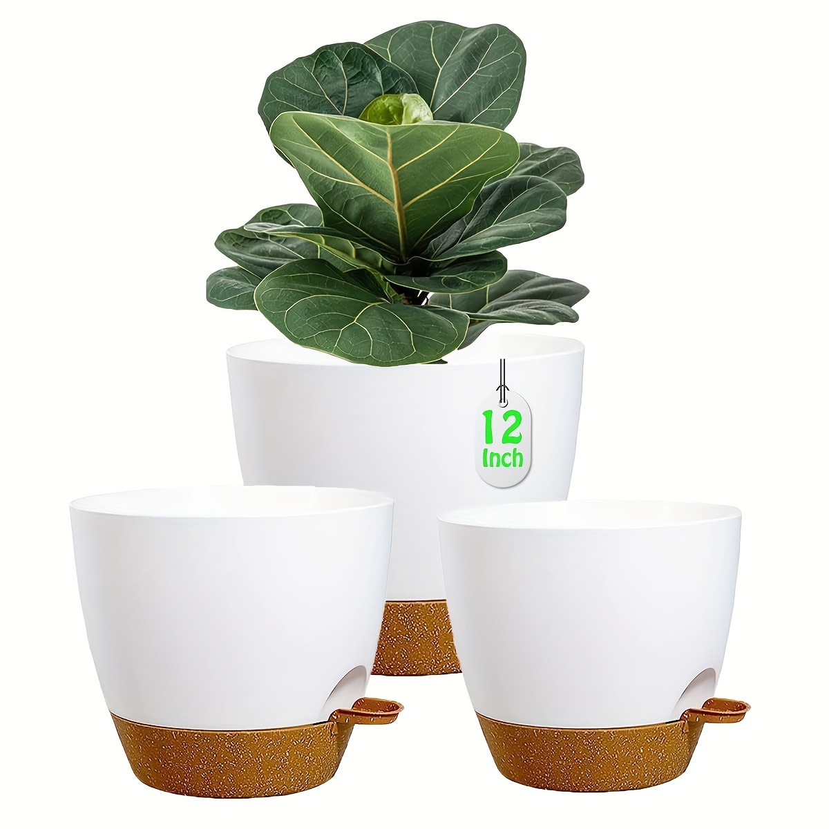 

3pcs, Promotion Pack,curve Model,plant Pots 12/10/9 Inch Self Watering Planters With Drainage Hole, Plastic Flower Pots, Planters For Indoor Plants, Succulents,snake Plant, African Violet, Flowers