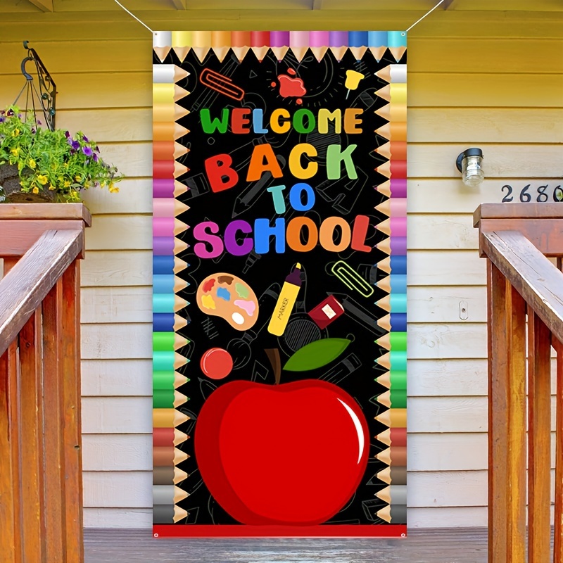 

Welcome Back To School Banner - 1pc, First Day Of School Celebration Backdrop, Polyester, Multicolor, Ideal For Classroom Decor & Party Supplies