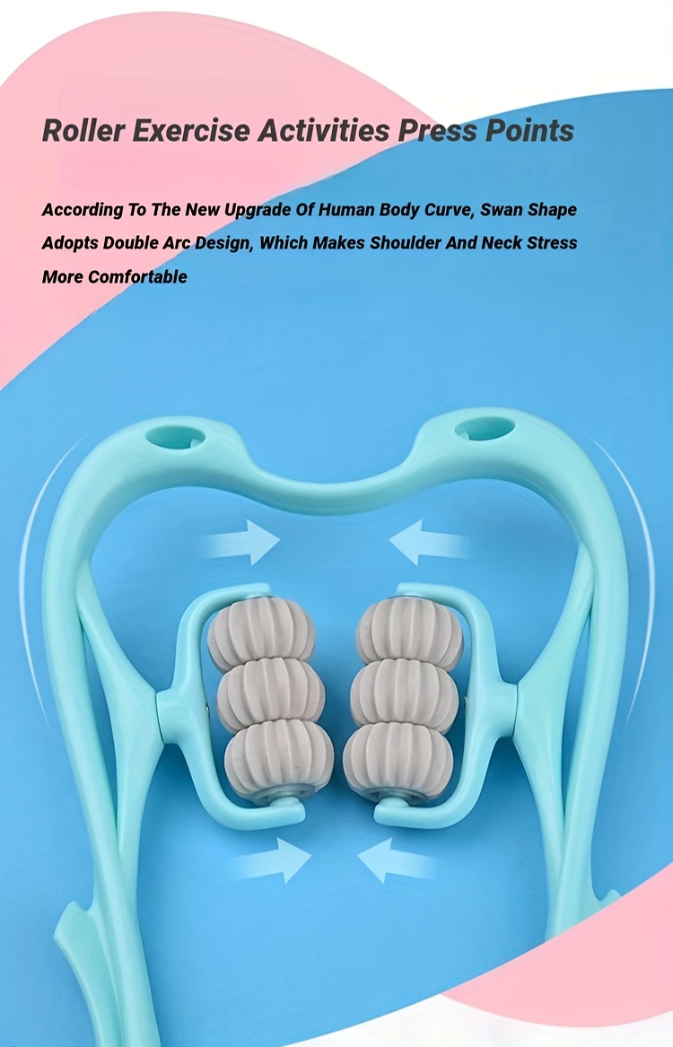 6 roller manual neck shoulder massager heavy duty handheld cervical with removable washable rollers swan   for posture   home office use portable relaxation tool Product details 3