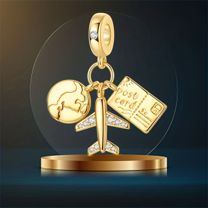 E-shop Ein luxuriöser goldener Flug-Reiseanhänger für Dekorationen, Armbänder, Halsketten, Urlaubssouvenirs und Geschenk-Ergänzungen