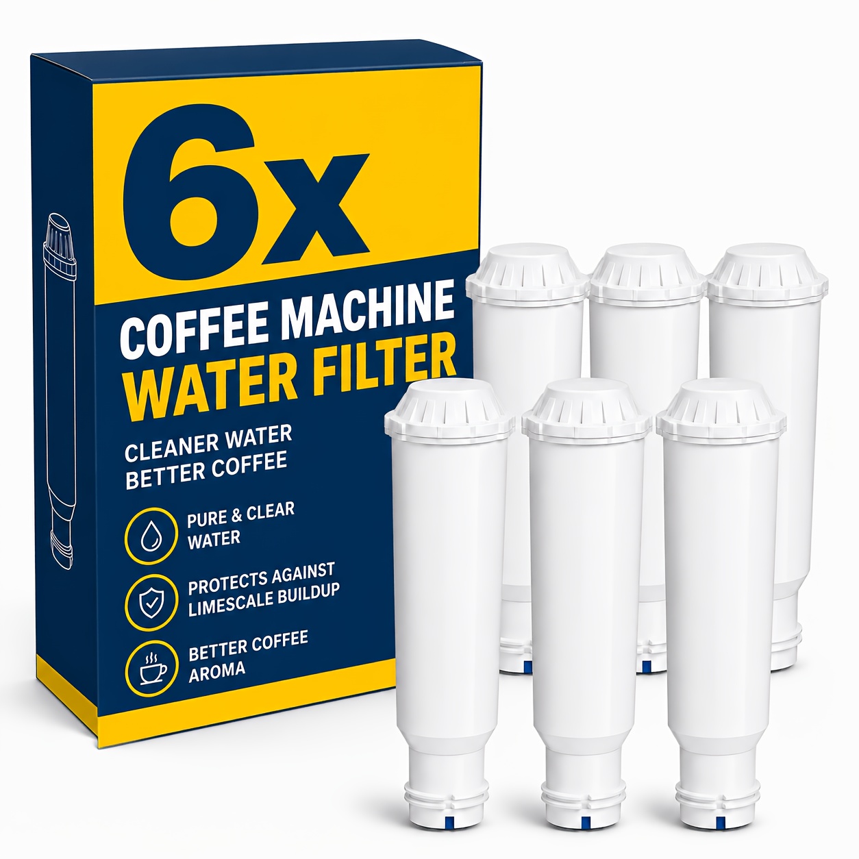 Image of Water Filter Cartridge For Coffee Machines, Replacement For Filter Cartridge, , Nivona Water Filter, F088 Filter Cartridge, Compatible With , , Solo, (6pcs)