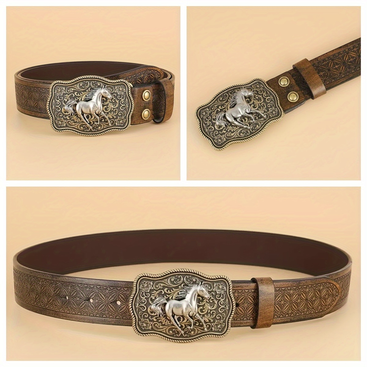 

Men's Pu Leather Belt, Stylish Belt, Flat Printing Buckle, Suitable For Jeans