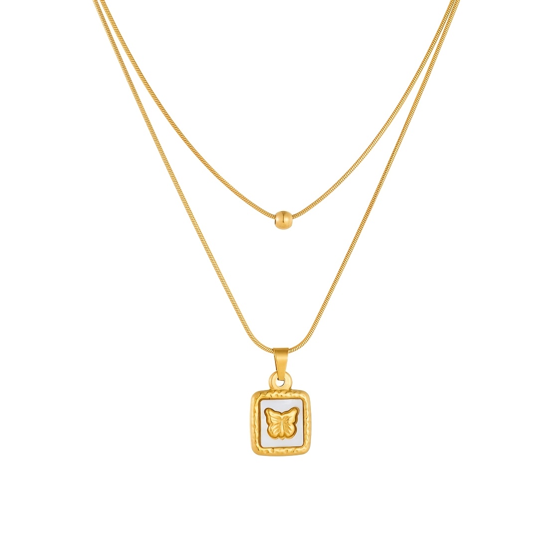 Vintage Gold-Plated Butterfly & Flower Stackable Necklace