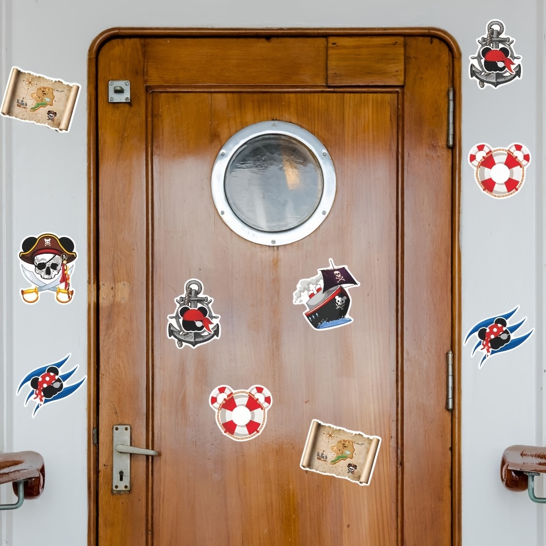 TEMU 12pcs Cruise Door Magnet Stickers, Pirate Captain Mouse Sea Navigation Car Cruise Door Decorations Anchor Cruise Ship Holiday Decor For Carnival