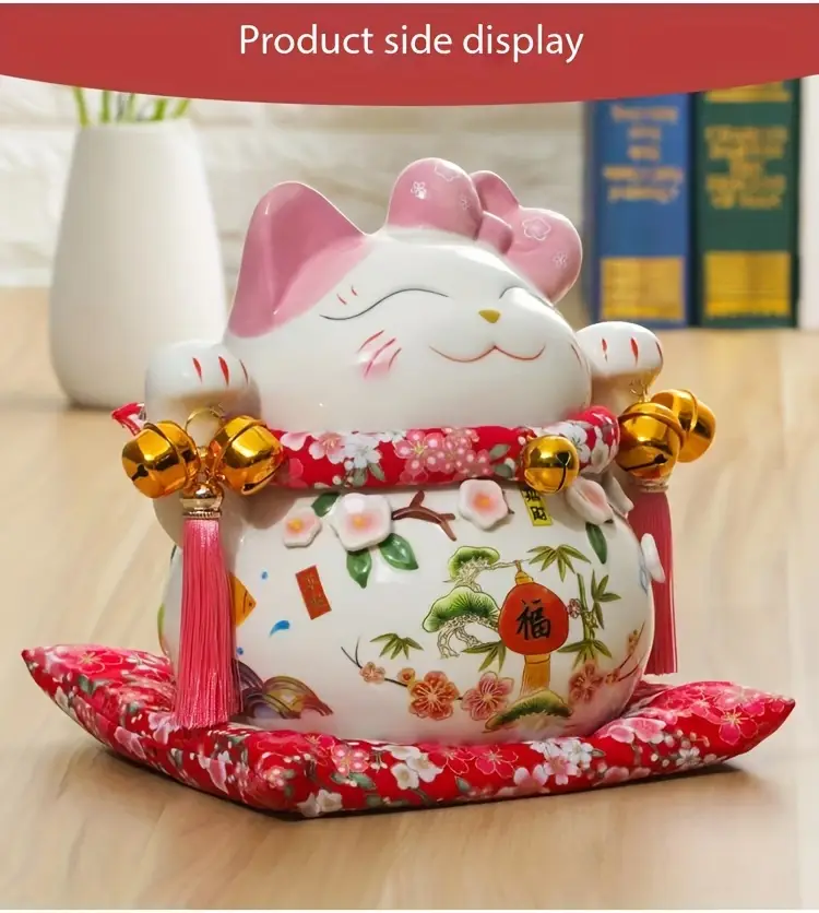 1 pieza para atraer y , flores de floreciendo, con gatos de cerámica de rosa de 7 pulgadas para atraer , adornos de matrimonio, latas de , regalos de san valentín, regalos de para detalles 3