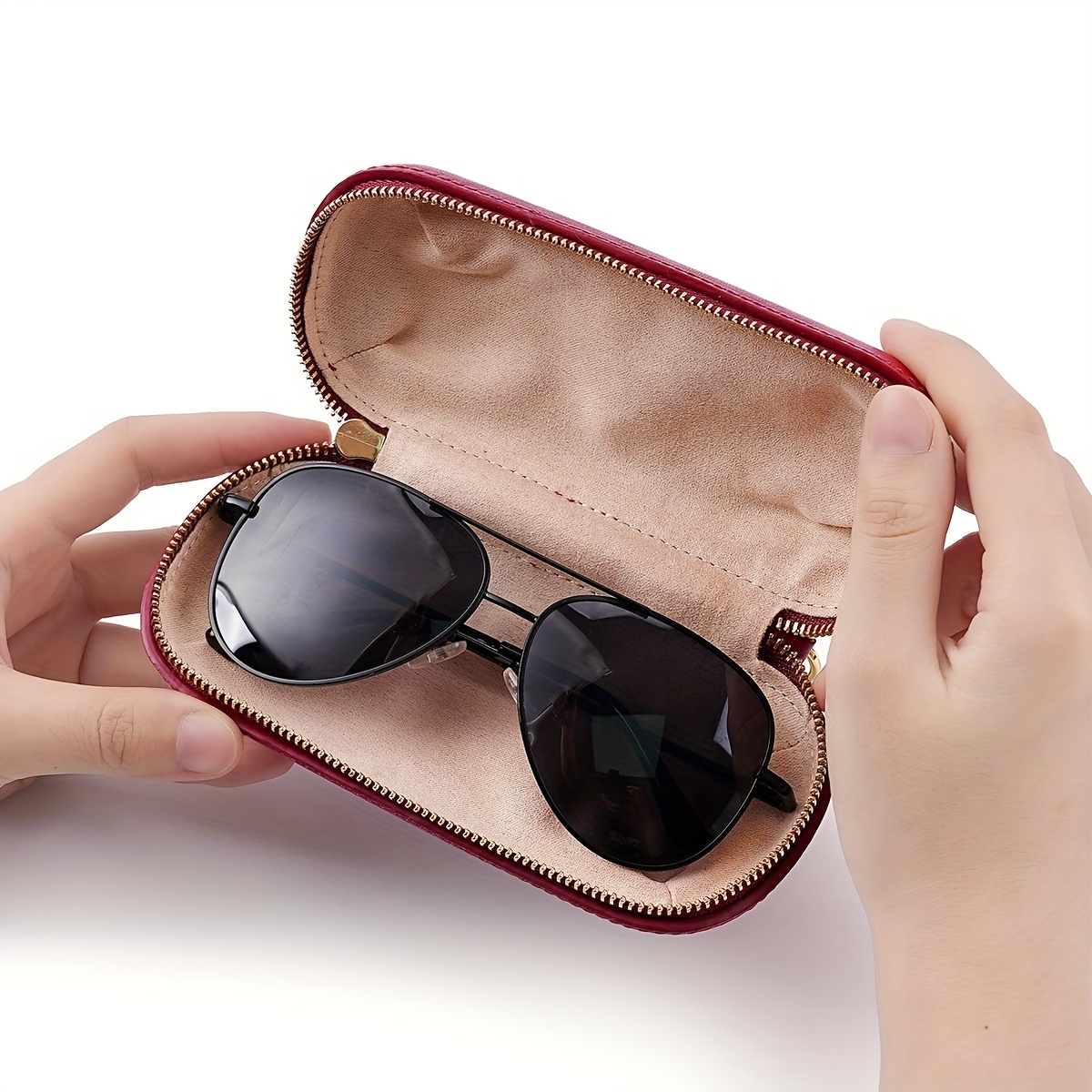 Handmade Vegetable-Tanned Leather Eyeglass Case, Retro Capsule Design