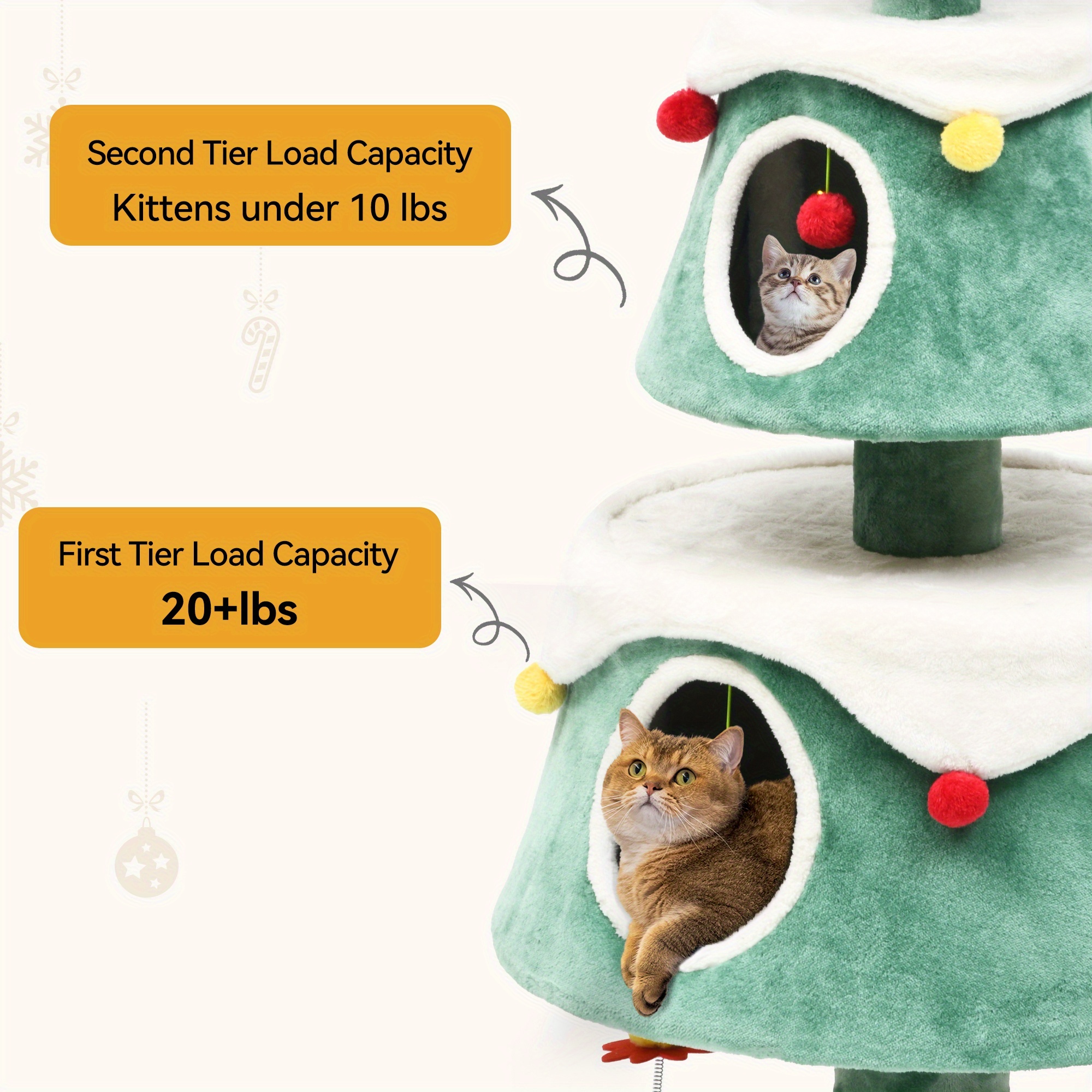 2 tier   with plush ball star festive green   cat house toy for indoor cats   holiday decor indoor cat furniture festive cat tree star topped tree cat toys 9