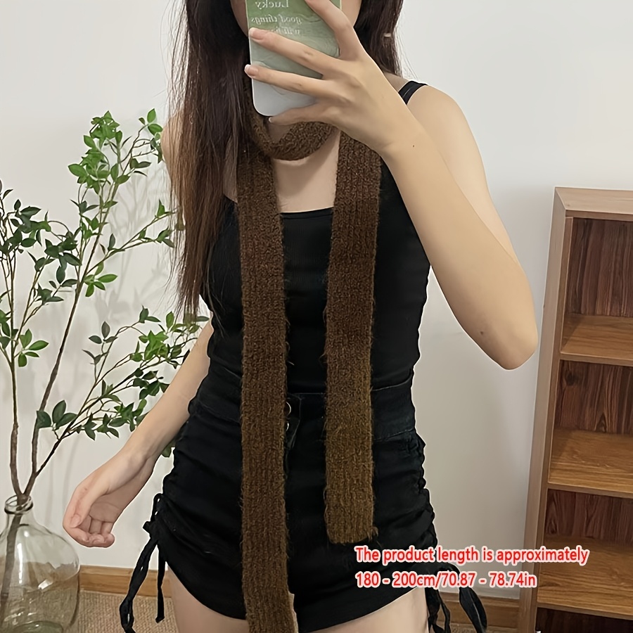 TEMU 1 Small Scarf, Narrow Long Scarf, Scarf, Versatile Decorative Ribbon, Autumn/winter, Neck Protection, New Style, Long Design