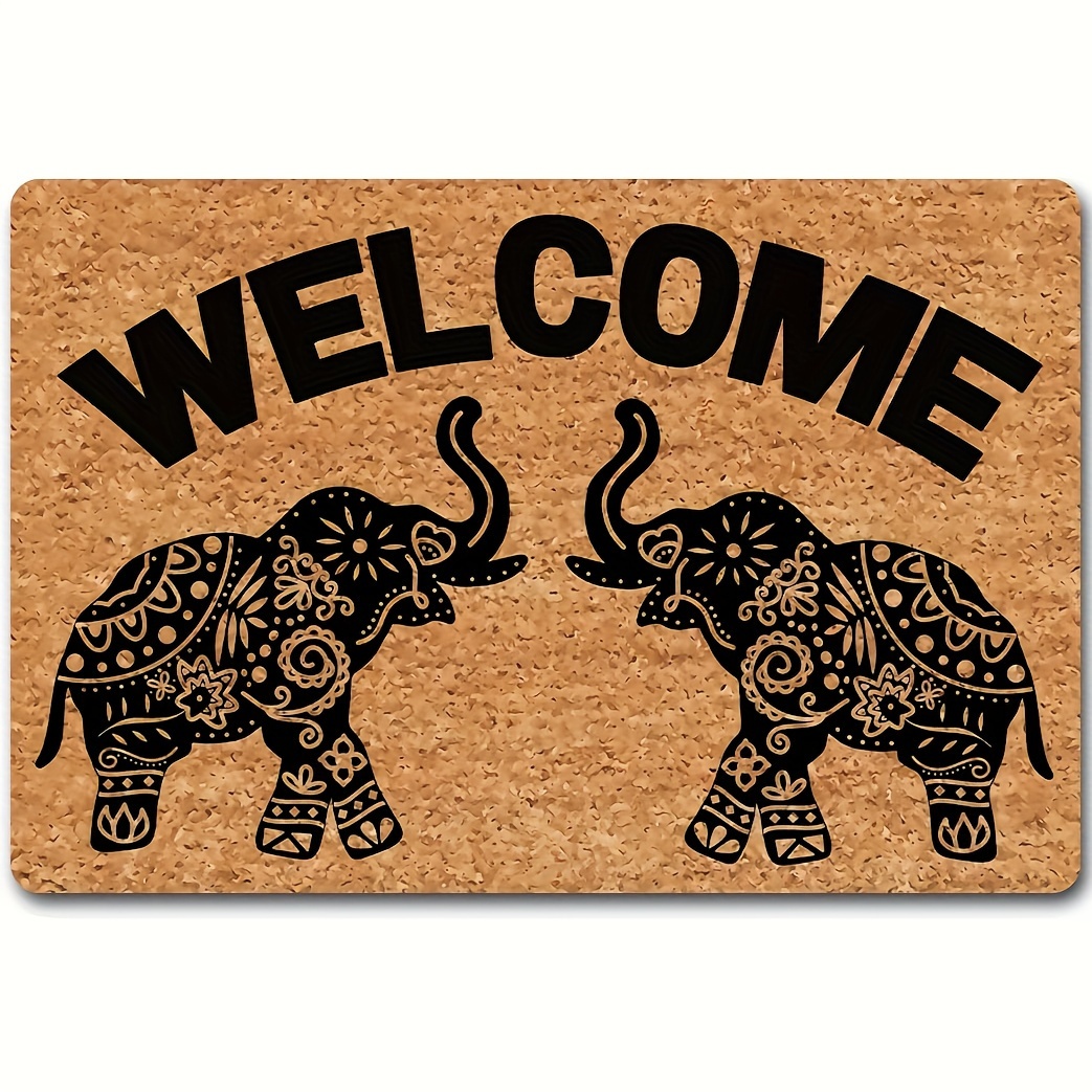 

1pc, Doormat, Front Door Mat, Welcome Mat, Rustic Elephant Welcome Mat For Front Door, Outdoor Entrance Mat, Ideal For Home Indoor Farmhouse, Funny Kitchen Carpet, Home Decor