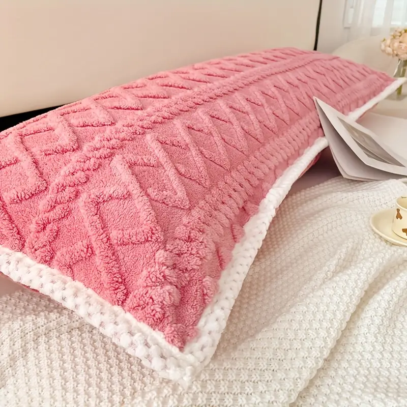 couples matching pink geometric pattern pillow covers soft polyester zip closure machine washable for bed decor bed geometric pattern pillows zippered pillowcase Product details 14