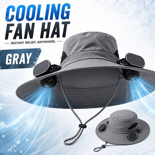 item picture Cooling Wide Brim Fan Hat, Solar Powered Outdoor Sun Hat with Dual Fans, Adjustable Strap And Comfortable Breathable Fit for Men Women, Travel And Garden Work (Single Hat Without Fan/ 2 Fans)