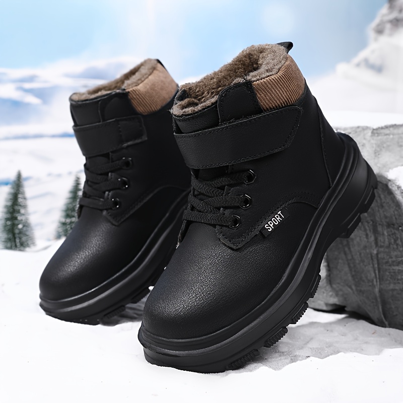 Image of Boys' Boots, Big Kids' Plus Velvet Warm School Shoes, New Fashionable And Versatile School Student Running Shoes