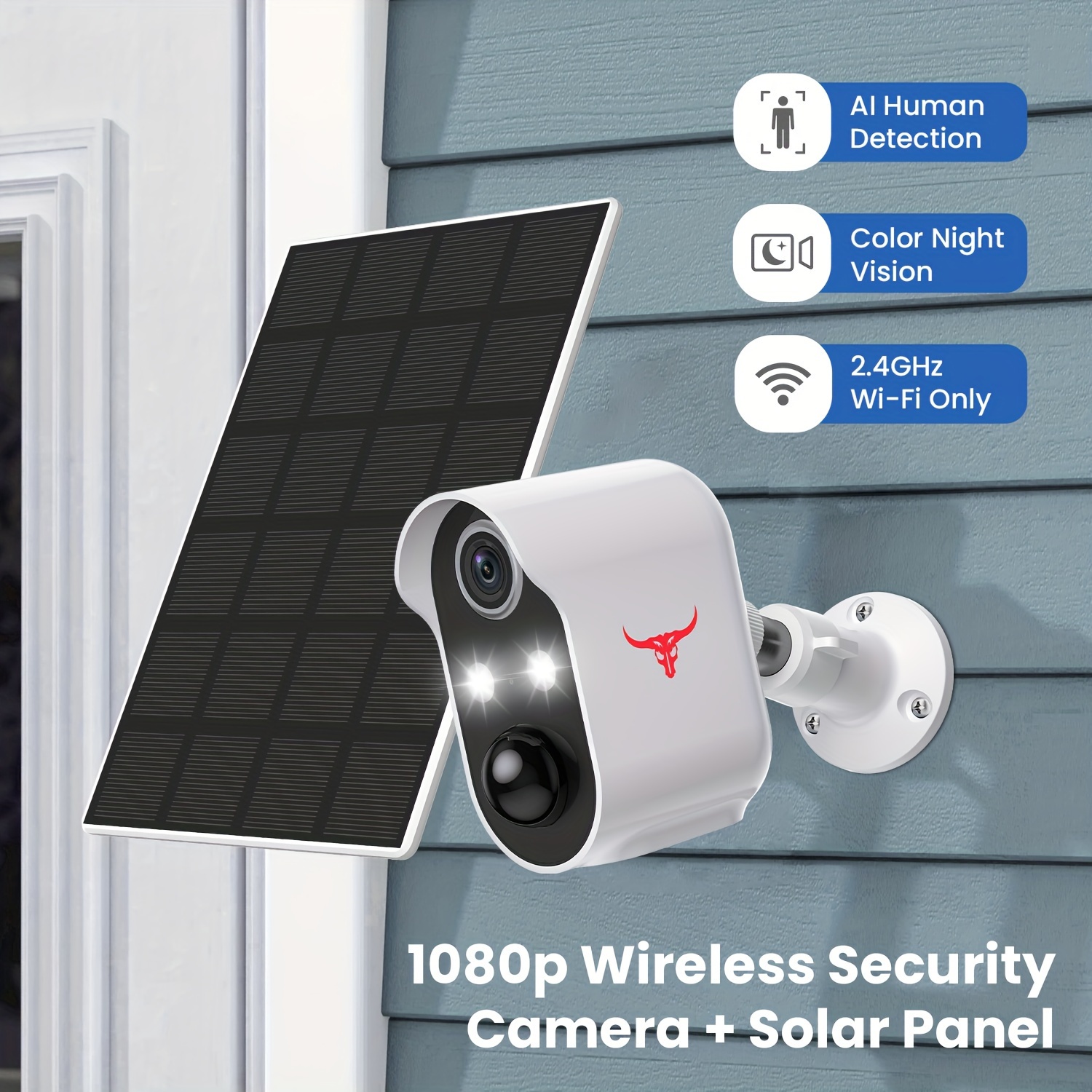 Cámara falsa de bala con energía solar, cámara de vigilancia CCTV con luz  LED roja intermitente y advertencia de seguridad pegatinas para uso en