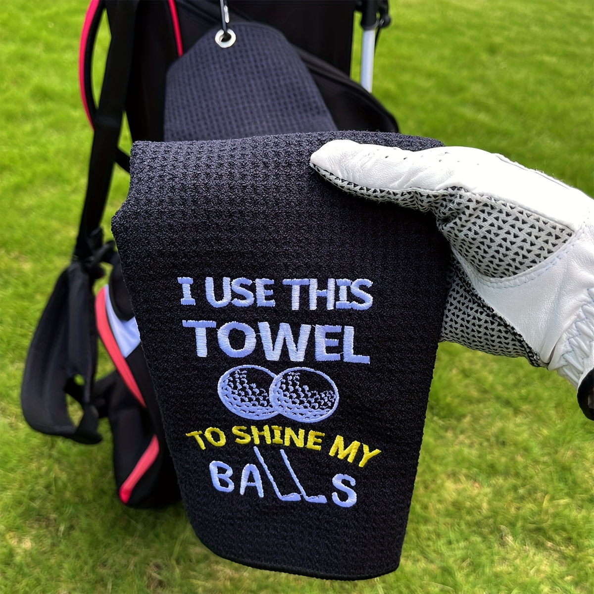 TEMU Premium Embroidered Golf Towel, Large Size 16''x24'', Soft & Durable Microfiber, Super Absorbent&quick-dry For , Machine Washable, Perfect For