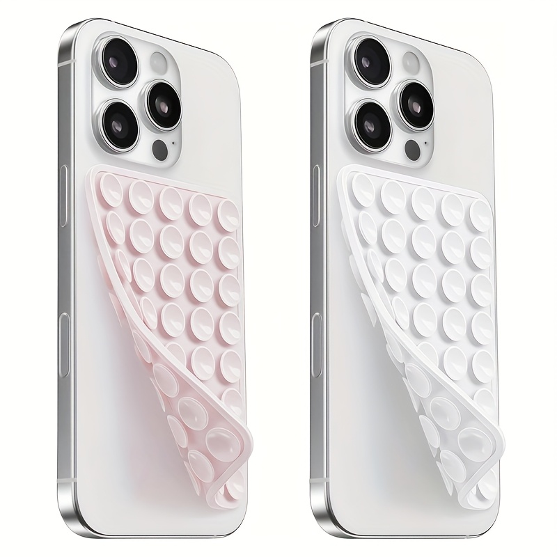 Set de 2 suporturi de telefon cu ventuză din silicon față-verso, accesorii siliconice pentru iPhone și Android, unghi reglabil și design compact, potrivite pentru machiaj, dans, fitness, yoga, duș, binge-watching