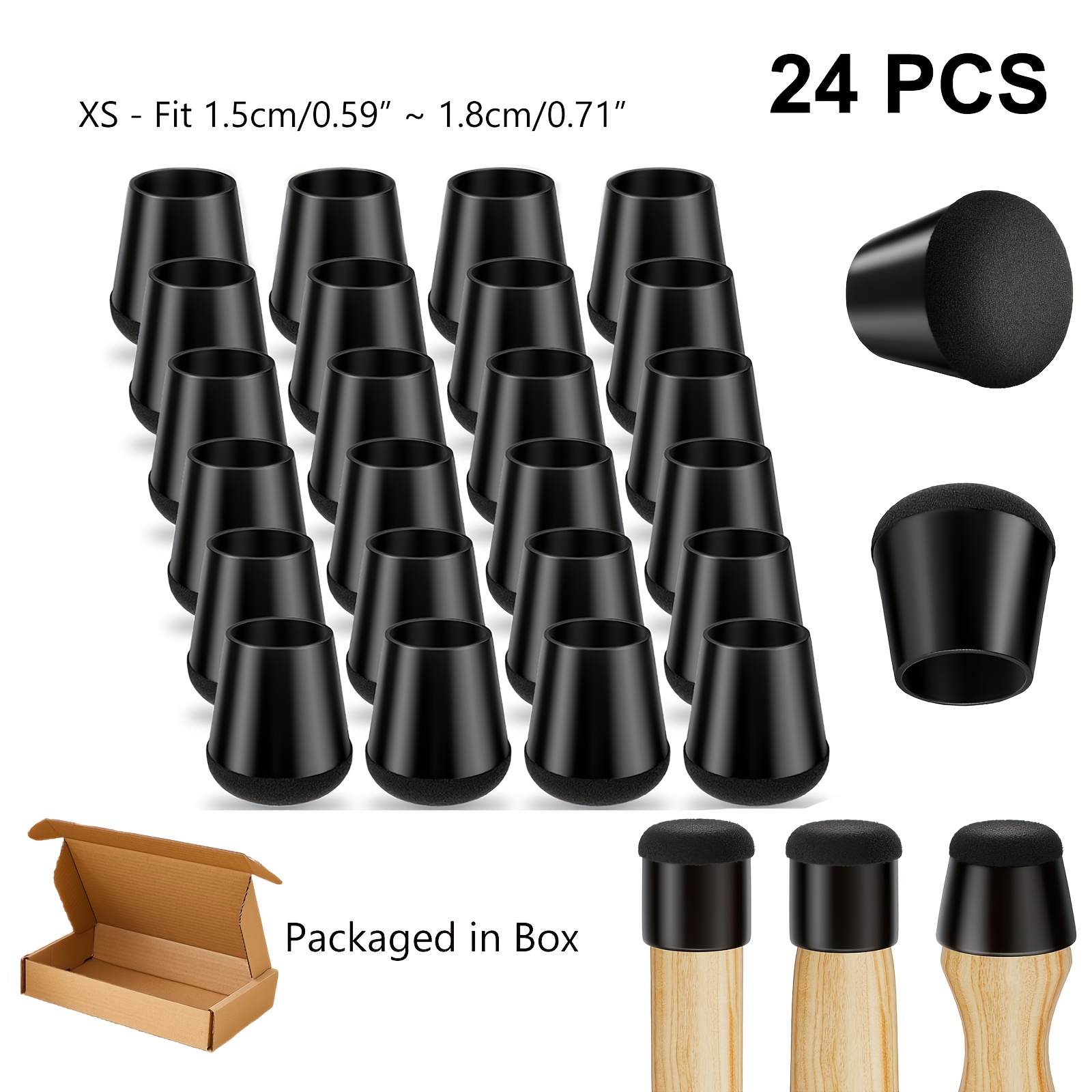 E-shop 24er-Pack Stuhlbein Bodenschoner, Rutschfester Bodenschutz mit Filzunterlage, Mehrfarbige Geräuschreduzierende Beinkappen, Wiederverwendbar &