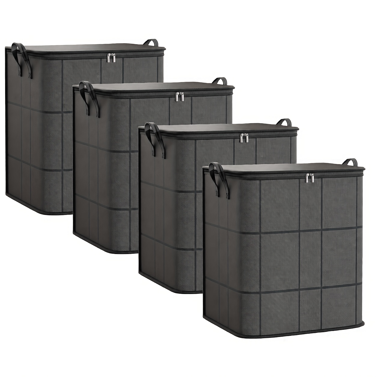 TEMU 4-pack Large Clothes Storage Bags, Closet Organizer Storage Containers, Collapsible Storage Bins With Reinforced Handles, Sturdy Zippers, For