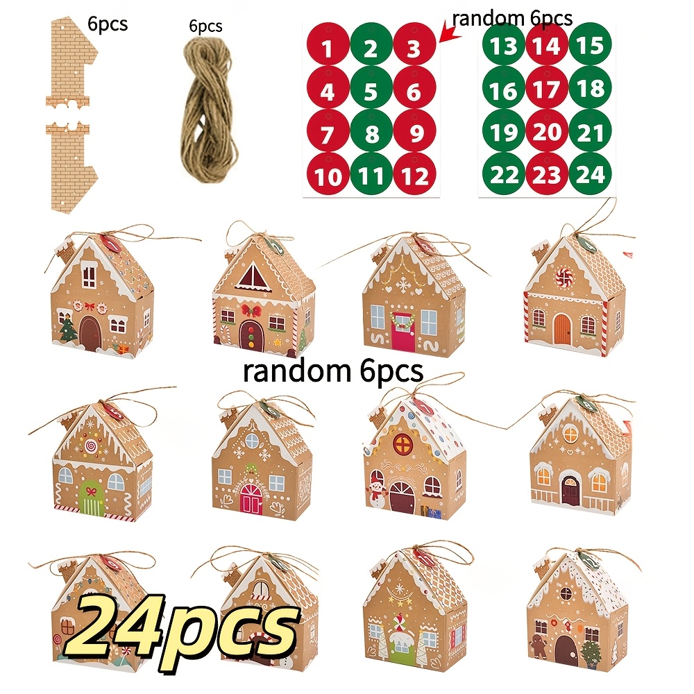 TEMU 24pcs Random Mixed Color Christmas Gift Box Set, Containing 6pcs Of 4 Types Of Accessories. Made Of Paper, Christmas Eve Gift Boxes Feature A