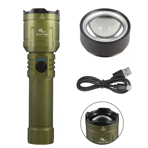 green outdoor camping mountaineering flashlight can ignite flames