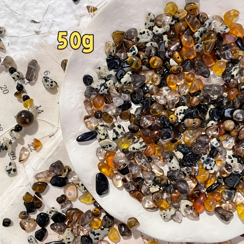 TEMU 200 Stück 50G Stil Zufällige Farbe Gemischte Perlen Armband Halskette Herstellung Kies Dekorative Perlen, Künstlicher Kristall, Unregelmäßige