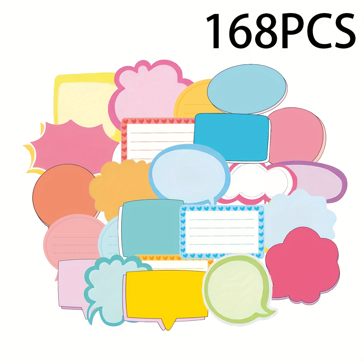 Image of 168pcs Colored Blank Language Stickers, Suitable For Scrapbooking, Planners, Diaries, And Calendars - 24 , , Shapes And Sizes, Vibrant Colors For Categorization, Scrapbooking Accessories | Creative