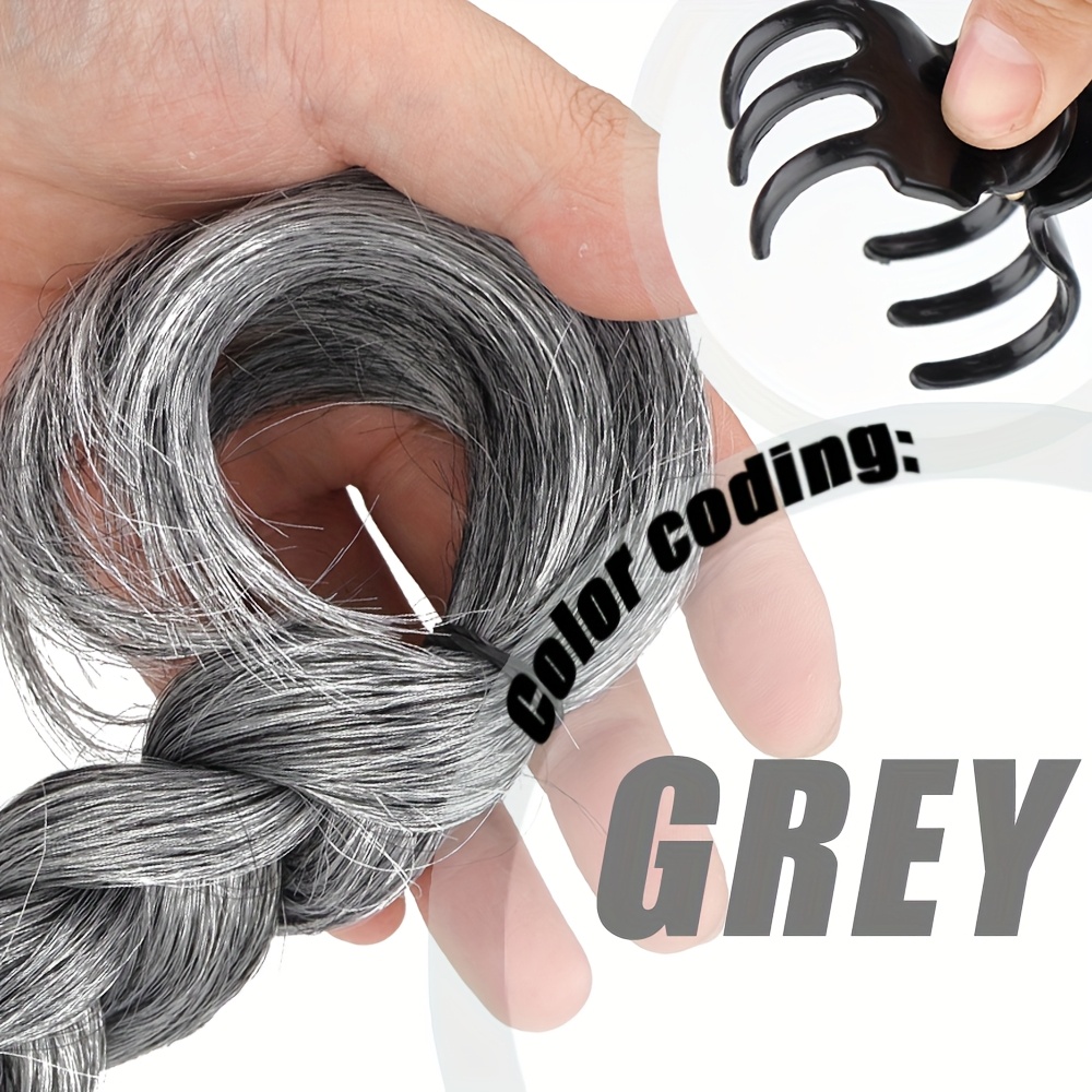 TEMU Silvery Gray Short Straight Hair Ponytail High Temperature Fiber Synthetic Wig, Basics Style, For Women Daily Wea