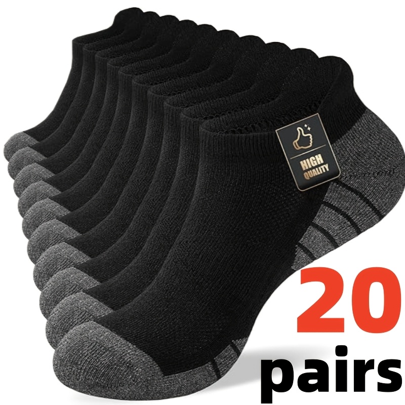 TEMU 20-pair Men's Sports Socks, Random Color Socks, Breathable And Sweat-absorbent For , Business Socks, Men's Crew Socks, Outdoor Casual Sports