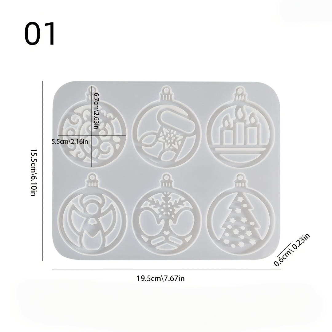 TEMU 1pc Diy Resin Silicone Mold, Christmas Decoration Silicone Mold, Circular Pendant Resin Mold, Christmas Tree, Snowflake, Christmas Bell, Element