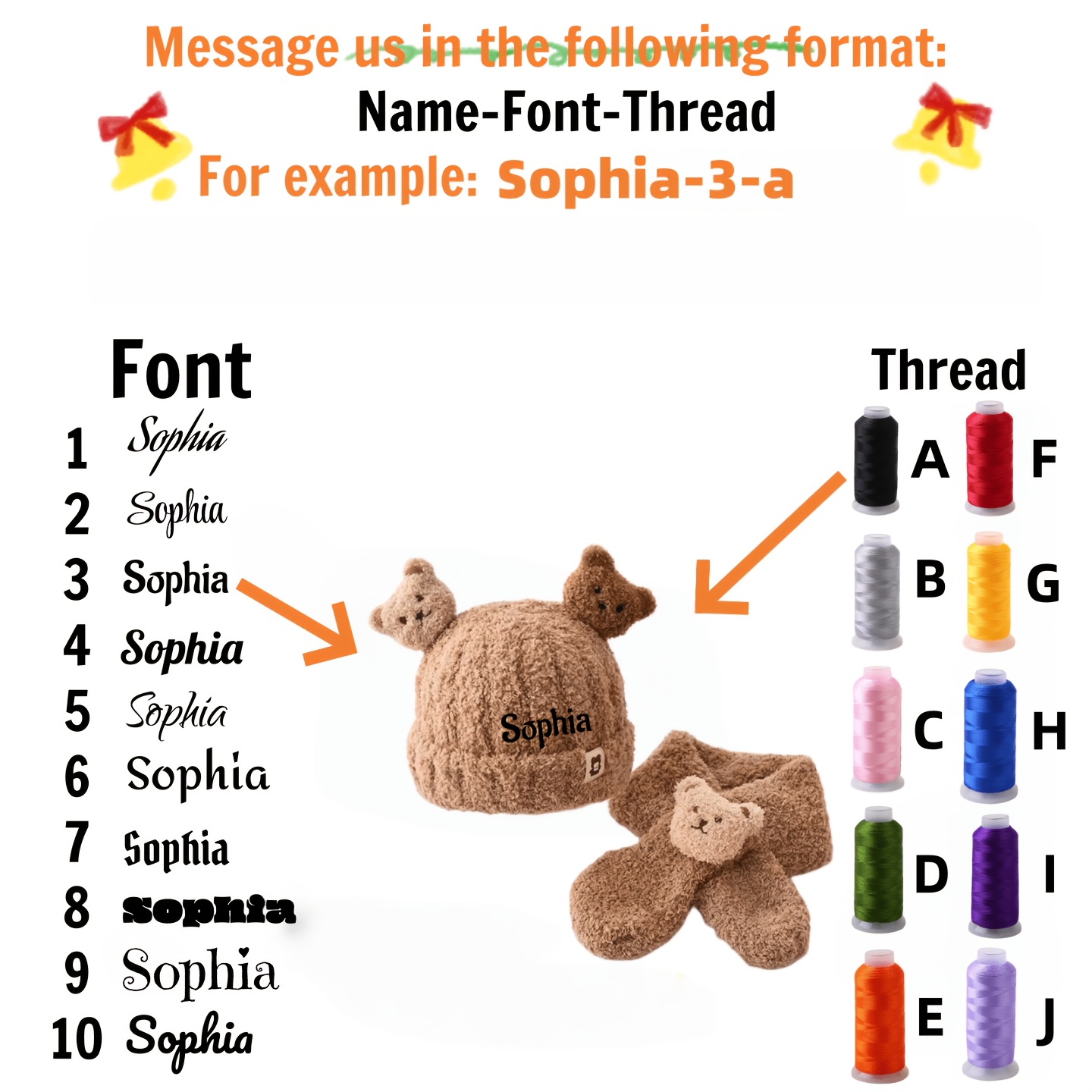 TEMU Custom Embroidered Winter Hat And Scarf Set - Soft Knitted Hat And Scarf Combo With Personalized Name/text, Parent- Gift, Holiday Winter Hat -