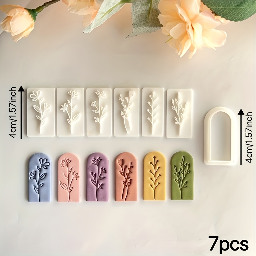 TEMU 7pcs Spring Series Plastic Molds Set, Polymer Clay Printing Tools, Handmade Jewelry Pendant Crafting Kit, Beading Supplies, Clay Projects,