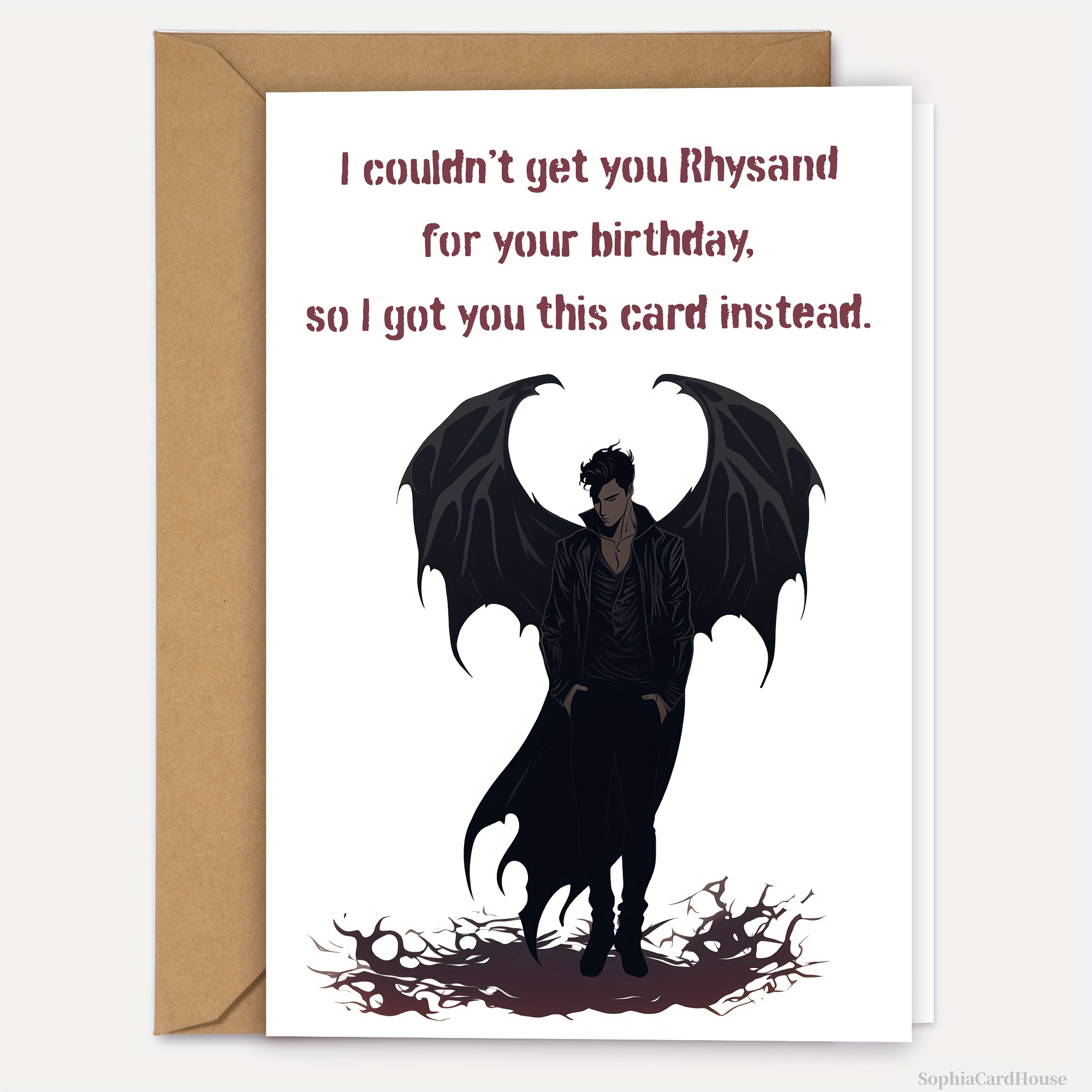 

1pc Fantasy-themed Birthday Card With Personalized Message For Men, Cartoon Bat Illustration, Bookish Birthday Gift For Fantasy Lovers, English Written Language – Inspired Design