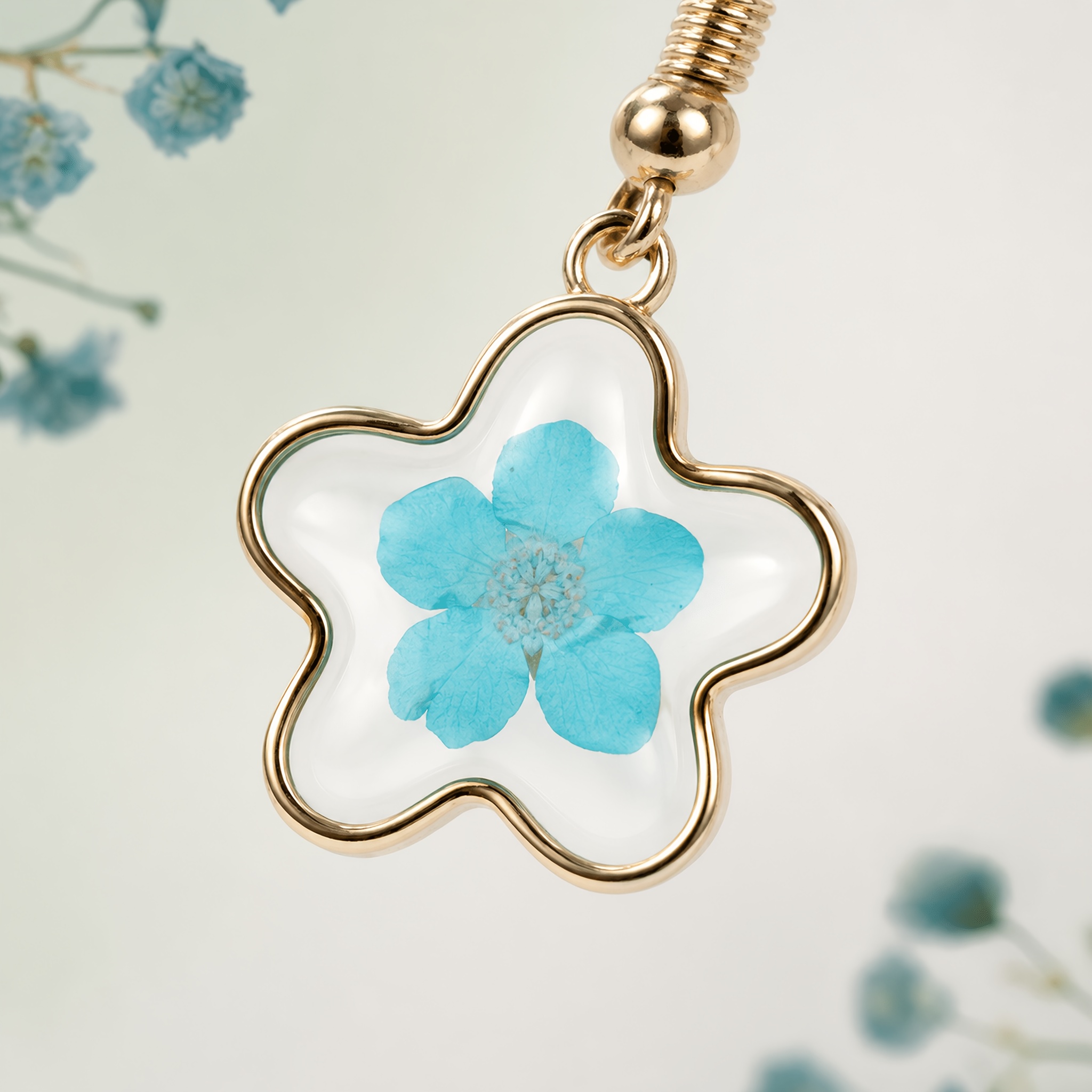 Women's Irregular Dried Flower Earrings, Forest-Inspired Design