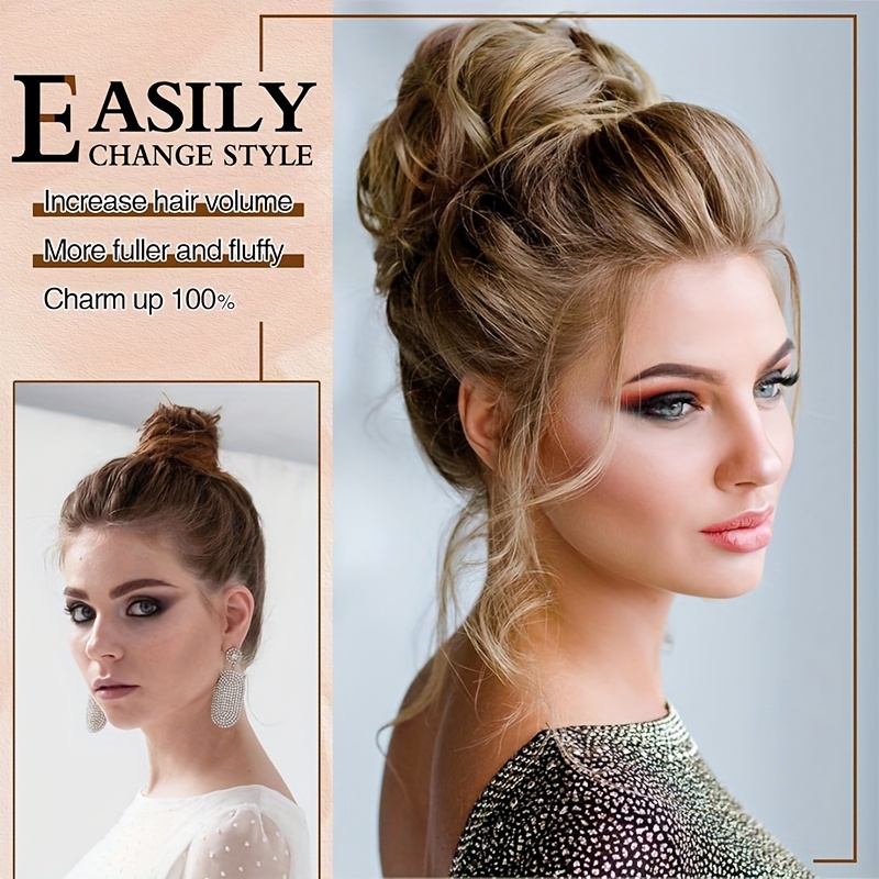 curly messy bun hair extension   claw clip in ponytail scrunchie   tray soft hairpieces for women daily wedding party use with no damage no shedding no     details 5