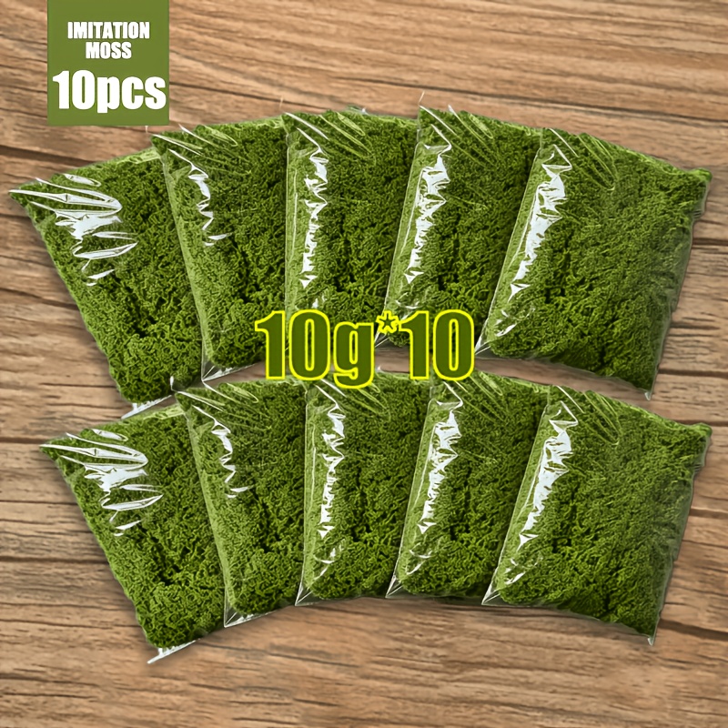 TEMU 10 pièces, Mousse artificielle réaliste pour décoration DIY intérieure/extérieure, surface de couverture 24*24 cm, pour récipients en verre,