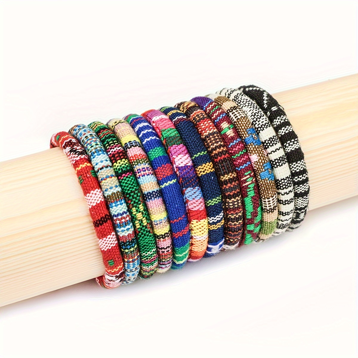 TEMU 12pcs Bracelet Set - Vintage & , Fiber, For Casual Attire & Valentine's Gift