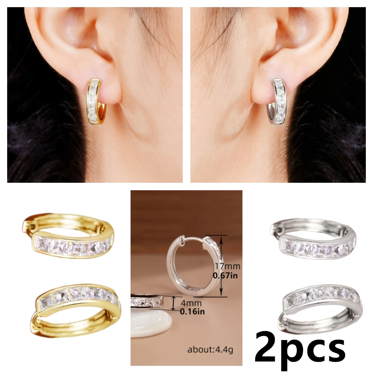 2pcs Women's Drop & Hoop Earrings Set — Stainless Steel