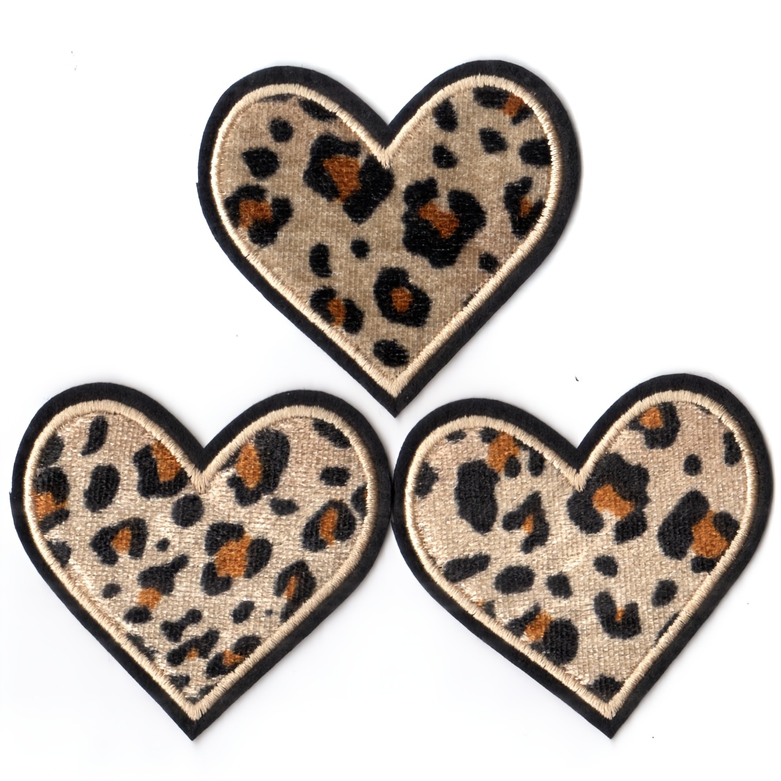 Image of Leopard Print Heart, Peach Heart, Five-pointed Star, And Pattern Embroidery Patches, Cute Cartoon Designs, Iron-on Or Sew-on, Suitable For , Bags, Shoes, And Hats