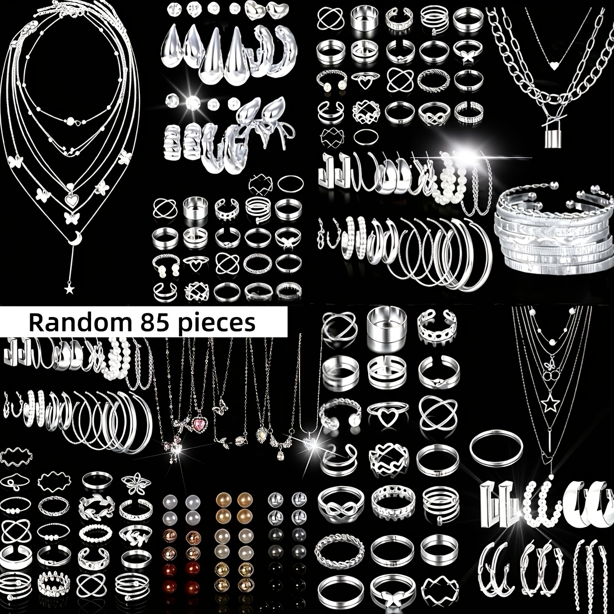 Naključni set ženskega nakita, 85 kosov, , luksuzno, elegantno, vrhunski stil starega denarja, šesterokotnik, umetni , , metulj, zvite, boemski