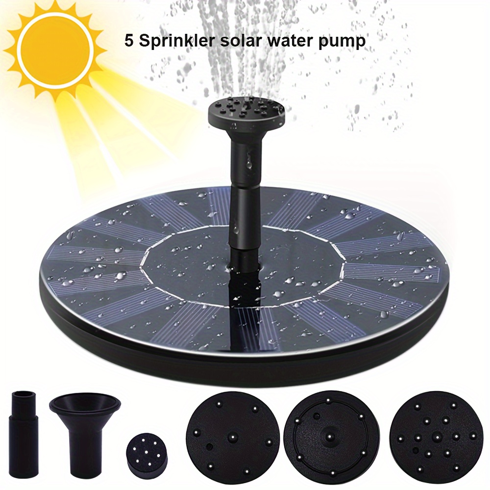 TEMU Solar Bird Bath Fountain Pump, Upgrade Solar Fountain With 6 Nozzle, Free Standing Floating Solar Powered Water Fountain Pump For Bird Bath,
